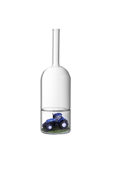 Mundgebasene Flasche ca. 450ml New Holland inkl. Spitzkork, 2. Wahl, Traktor hält nicht mehr so gut in Flasche